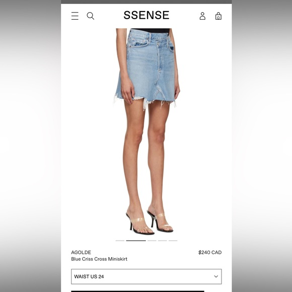 SOLD AGOLDE Blue Criss Cross Miniskirt - Picture 2 of 8